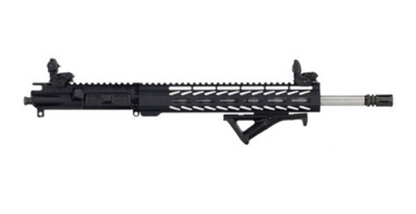 ALWAYS ARMED 16" 9MM STAINLESS STEEL UPPER RECEIVER WITH 12" RAIL, AFG, AND SIGHTS - BLACK