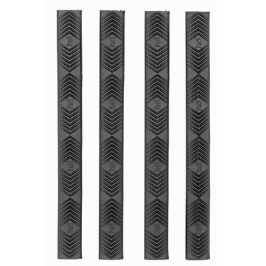 Close-up showing aggressive texture and Santoprene construction of Ergo Grip M-LOK Wedgelock rail cover in Black