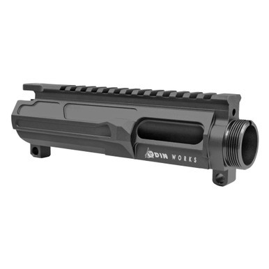 Odin Works Billet AR-15 9MM Upper Receiver in Matte Black finish showing slick-side profile and low-profile brass deflector.