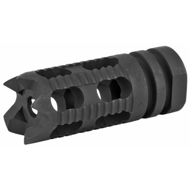 Front angle shot of the Yankee Hill Machine Black Phantom Muzzle Brake showing port configuration.