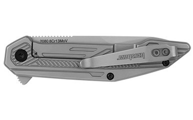 Side profile of the closed Kershaw Terran knife displaying the reversible deep-carry pocket clip.