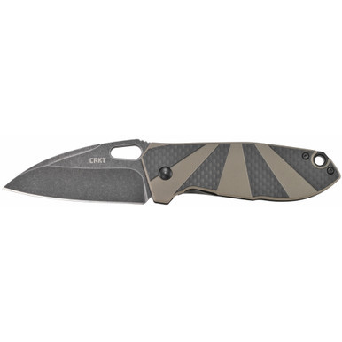 CRKT Heron 2.93 inch folding knife with black stonewashed blade and carbon fiber G10 handle.