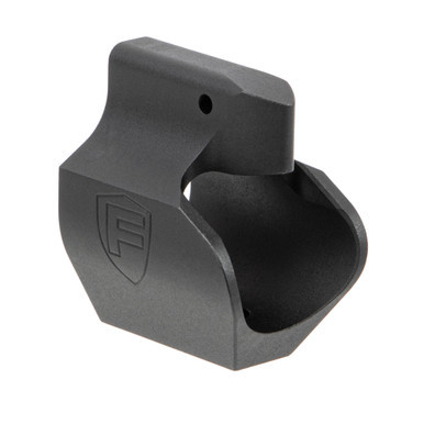 Fortis .750 Gas Block in black steel finish displaying low-profile design and set screw mounting holes.