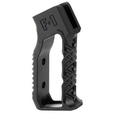 : F1 Firearms GRP Style 1 skeletonized aluminum pistol grip in black side view.
