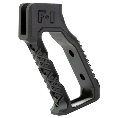 : Close-up of the textured surface and skeletonized cutout on the F1 Firearms GRP Style 1 grip