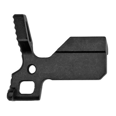 Battle Arms Development .308 bolt catch raised T-shaped heel and serrations detail