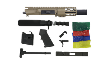 Always Armed 4.5 inch 9mm Gen2 Flash Can Pistol Kit in Magpul FDE Cerakote full layout view