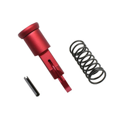 AR-15 Forward Assist Assembly in Red showing red plunger spring and retainer pin