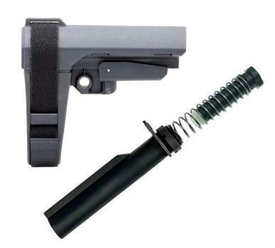SB Tactical SBA3 Pistol Stabilizing Brace in Sniper Gray with Grid Defense Buffer Tube Kit