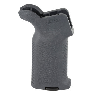 Side profile of Magpul MOE K2 stealth gray pistol grip highlighting the 17-degree angle