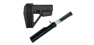 SB Tactical SBA5 adjustable pistol stabilizing brace in Black with complete Grid Defense carbine buffer tube assembly kit