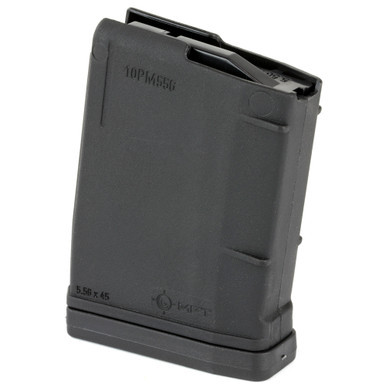 MFT 10 round black magazine highlighting four-way anti-tilt follower