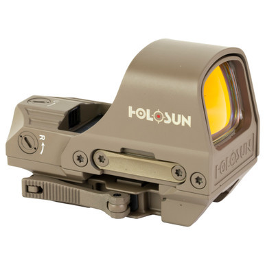 Holosun HS510C open reflex red dot sight in Flat Dark Earth with titanium hood.