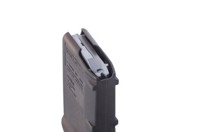 Close-up of ribbed grip texture and baseplate on black Magpul GEN M3 10rd magazine