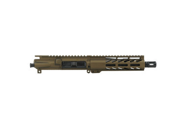 Always Armed 7.5 inch 300 Blackout upper receiver in Burnt Bronze Cerakote with 7 inch M-LOK handguard and A2 flash hider.