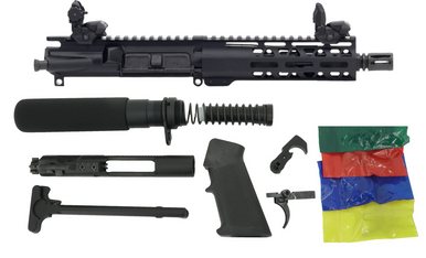 Always Armed 7.5 inch 5.56 NATO TR Series pistol kit in hard coat black anodized with Trinity Force sights and 7 inch TRX M-LOK handguard