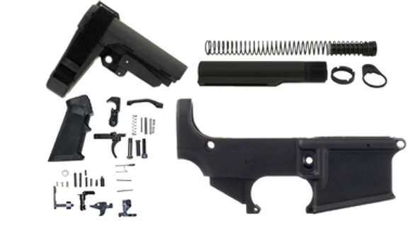 AR-15 80% Lower With Fire/Safe Engravings | SBA3 | Mil-Spec LPK | Carbine Buffer Tube Kit