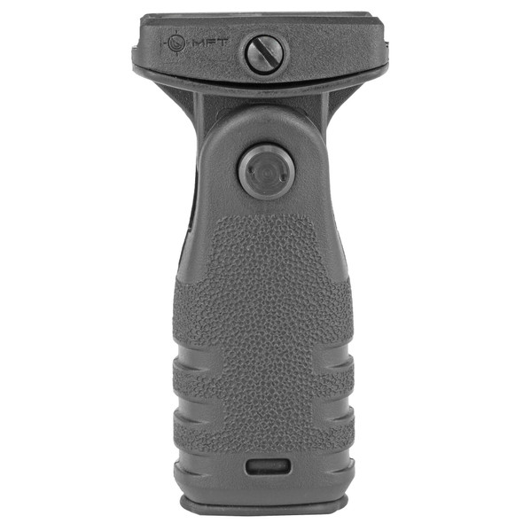 Mission First Tactical folding vertical grip mounted on a Picatinny rail.