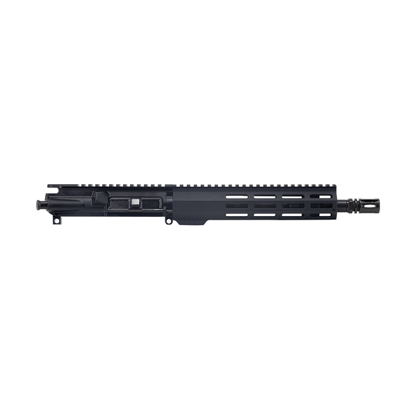 Black anodized 10.5-inch 5.56 complete upper receiver featuring 10" OCT2 Series M-LOK handguard and A2 flash hider.