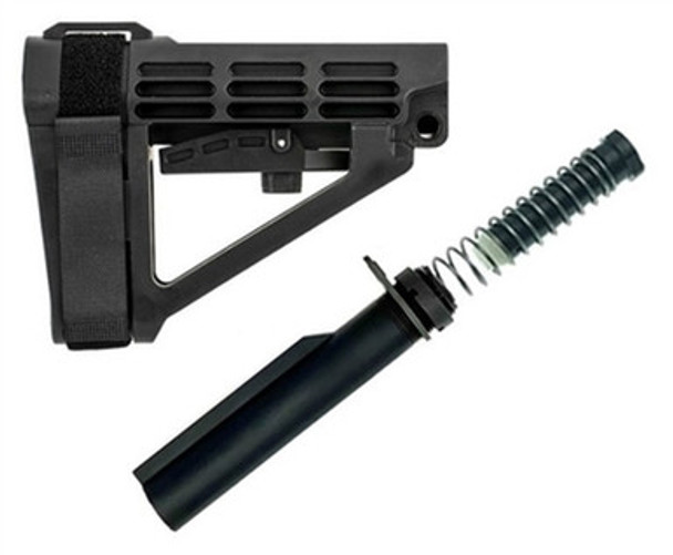 SB Tactical SBA4 Adjustable Pistol Brace With Grid Defense Buffer Tube Kit - Black