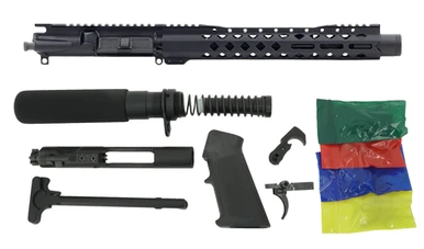 Always Armed 10.5" 5.56 NATO Jester Pistol Kit in Black Anodized showing complete upper, lower parts kit, and pistol buffer assembly