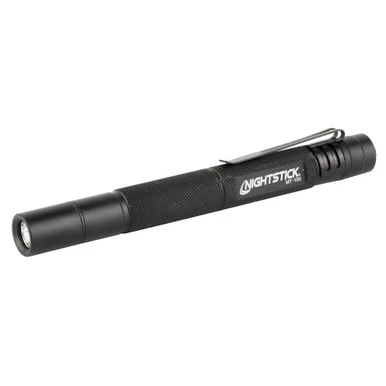 Nightstick Mini Tactical MT-100 LED Flashlight side profile view in black 6061-T6 aluminum