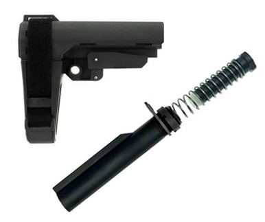 SB Tactical SBA3 Adjustable Pistol Brace in Black with Grid Defense Buffer Tube Kit complete assembly.