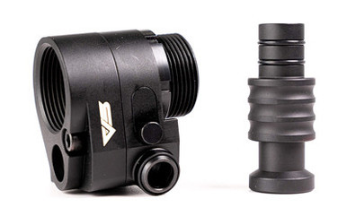 Sylvan Arms Gen 4 Left Hand Folding Stock Adapter installed on an AR-15 lower receiver in black finish