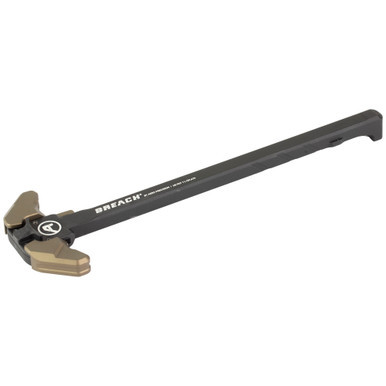 Aero Precision BREACH AR-10 ambidextrous charging handle with small levers in Kodiak Brown top view