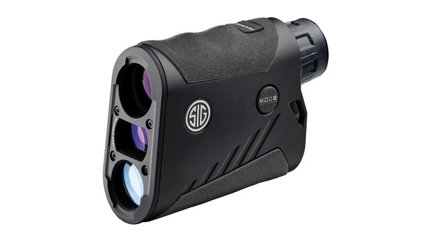 Sig Sauer Kilo1000 5x20mm digital ballistic laser rangefinder in compact black polymer housing with diopter adjustment and two-button interface