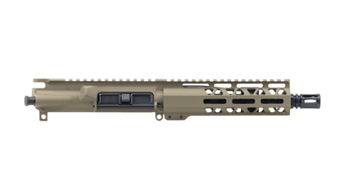 Always Armed 7.5" 300 Blackout TR Series Upper Receiver in Magpul FDE Cerakote. Features a matching FDE-coated 7075-T6 upper receiver and 7" TR series M-LOK handguard surrounding a 7.5" black nitride barrel capped with an A2 flash hider.