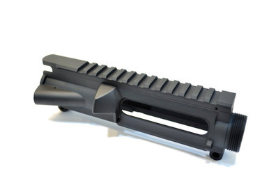 Blemished stripped AR-15 upper receiver in Anodized Black finish featuring forged 7075-T6 aluminum construction and M4 feed ramps