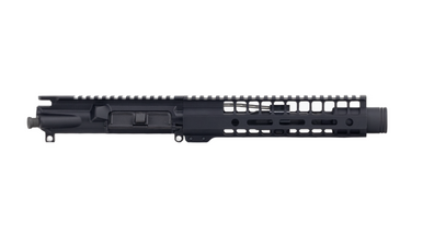 Always Armed 7.5" 7.62x39 upper receiver with 9" BX Series black M-LOK rail and tucked flash can muzzle device.