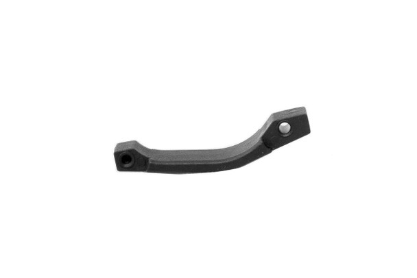 Black Mil-Spec polymer trigger guard for AR-15 lower receiver with installation pin and Allen set screw.