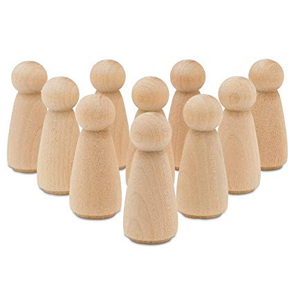 50 Little Wooden People Peg Doll - Girl  2" tall