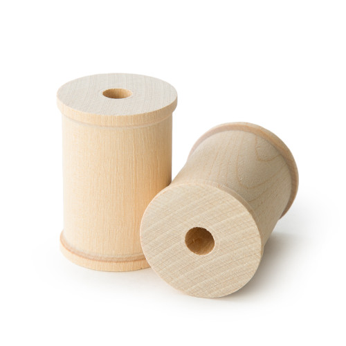 Unfinished Wooden Thread Spools - 2-1/8" tall x 1-1/2" wide w/ 3/8" hole