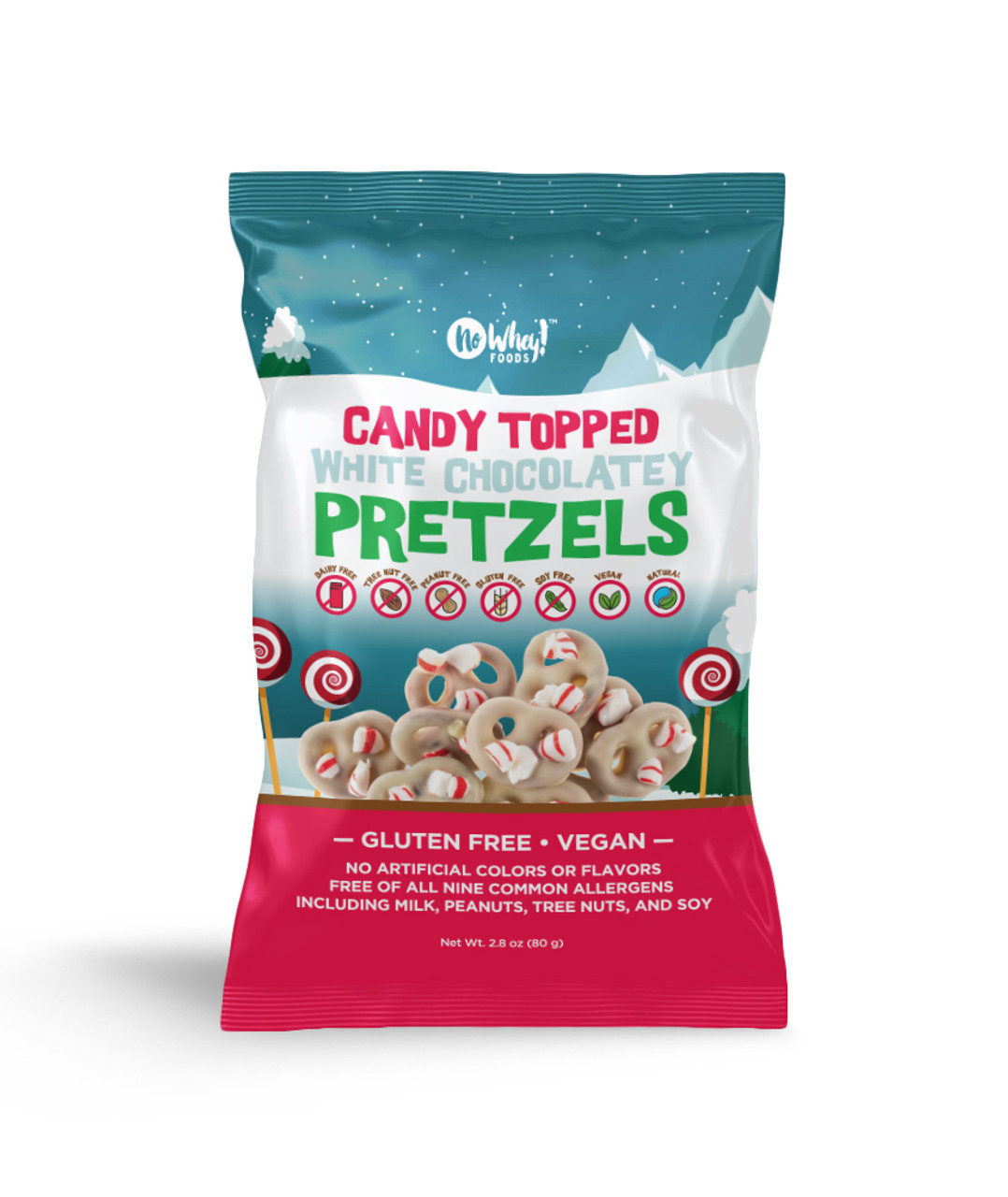 No Whey Candy Topped White Chocolatey Pretzels