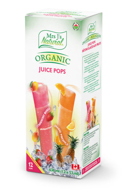 Mrs J's Natural Organic Juice Pops - Strawberry Mango & Orange Pineapple - FINAL SALE BB MAY 28/24