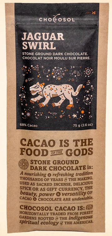 Chocosol Jaguar Swirl 68% Chocolate Bar - FINAL SALE - No Nuts About Us