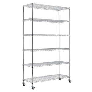 Heavy Duty 6-Shelf Metal Storage Rack Shelving Unit with Casters Q280-CASR19868915
