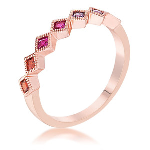 Rose Gold Plated Multi-Color Septem Princess Cut Half Eternity Band R599-R08737A-V01
