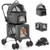 Double Pet Stroller Foldable 3-in-1 Dog Stroller with 2 Detachable Carriers-Gray - Color: Gray D681-PW10081GR