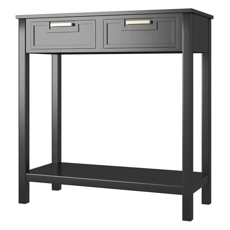 Modern Entryway Accent 2 Drawer Sofa Side Table Black Q280-BLQP2507