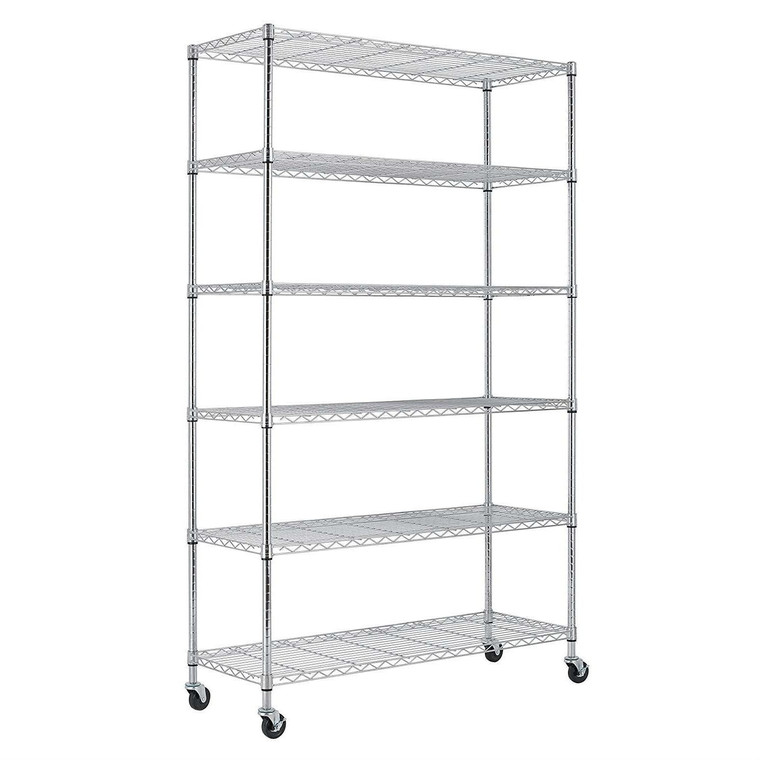Heavy Duty 6-Shelf Metal Storage Rack Shelving Unit with Casters Q280-CASR19868915