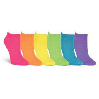 K. Bell Women's Solid Neon No-Show / 6-Pair of Socks per Pack