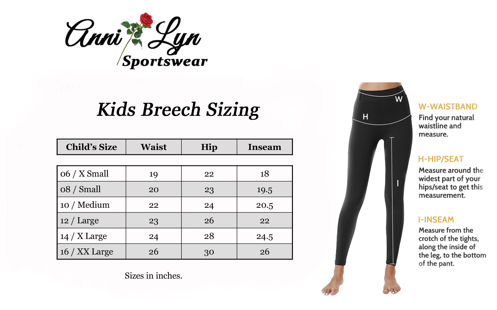 Anni Lyn Sportswear Kid's Competitor Knee Patch Tight