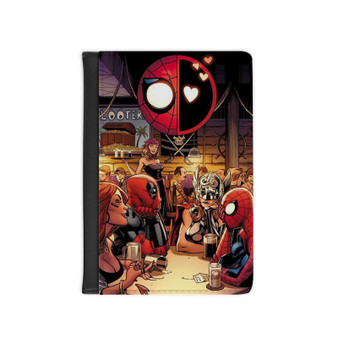 Superhero Drunk Spiderman Deadpool PU Faux Leather Passport Cover Wallet Black Holders Luggage Travel