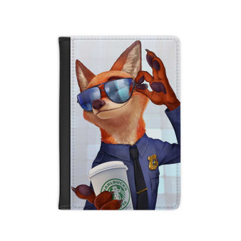 Zootopia Starbucks Coffee PU Faux Leather Passport Cover Wallet Black Holders Luggage Travel