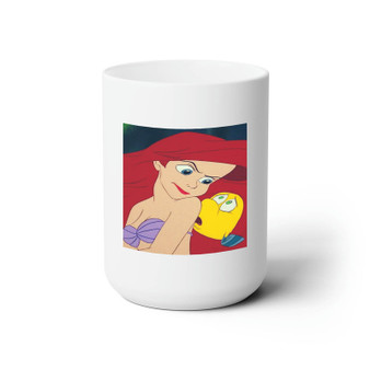 Ariel and Flounder Disney White Ceramic Mug 15oz Sublimation BPA Free