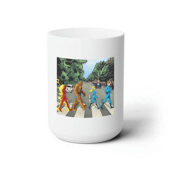 Fantastic Four Abbey Road White Ceramic Mug 15oz Sublimation BPA Free